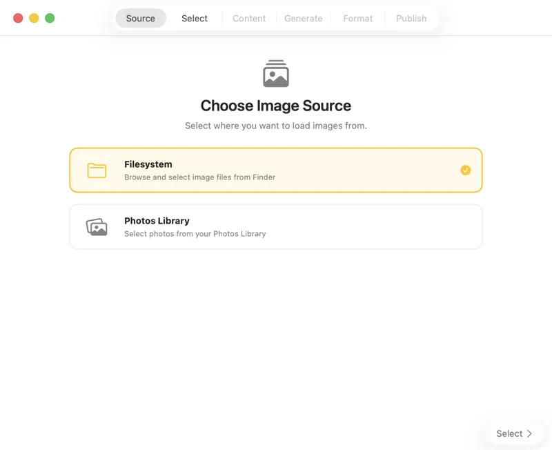 Select image source