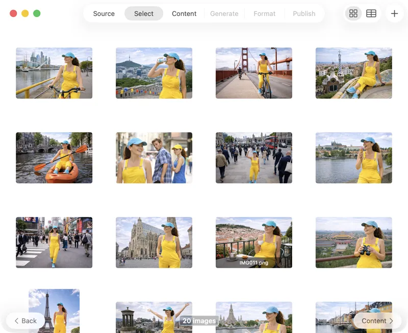 Select images to process